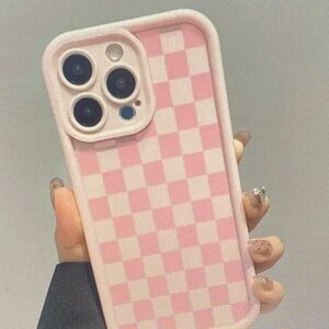 Pink Checkered Phone Case 16 Pro/16 ProMax